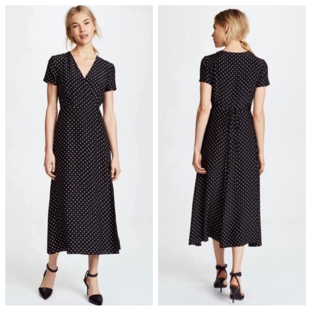 Jenni Kayne Black Midi Dress with White Polka Dots